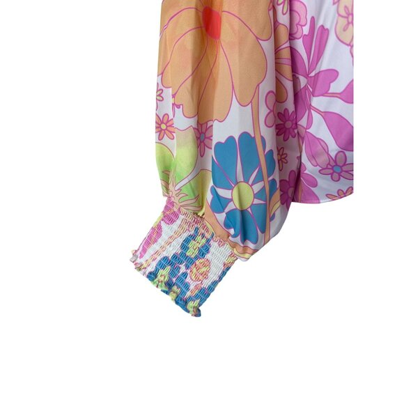 Beach Bunny Ruby Women's Crop Top Floral Swim Cover Up Front Tie Size Medium NEW - Picture 3 of 10